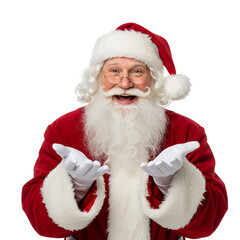 Naklejka premium Portrait Of Santa Claus with Beard In Red Festive Costume Isolated