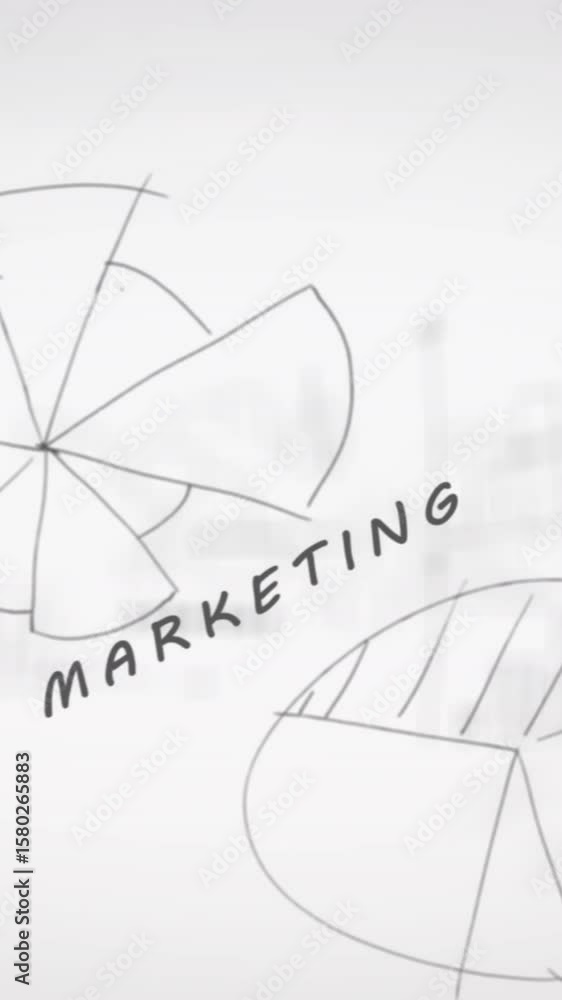 Poster animation of statistical data processing and business concept texts against grey background