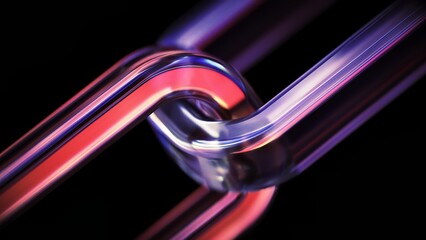 Futuristic Glass Chain Link   3D Connection and Technology Concept on Dark Background © blckpichstudio