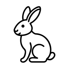 Obraz premium Cute sitting bunny in minimalist outline style concept of icon 
