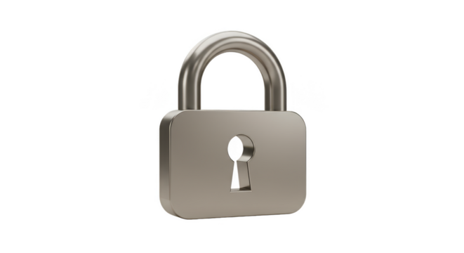 Isolated Silver Lock Security Metal Protection Access on Background