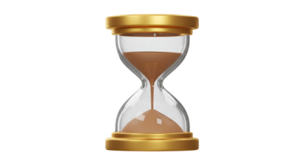 Realistic 3D Hourglass with Golden Frame Transparent Background Illustration