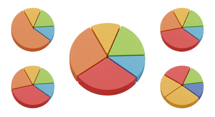 Fototapeta premium Pie Chart Illustration Various Segments Data Presentation Transparent