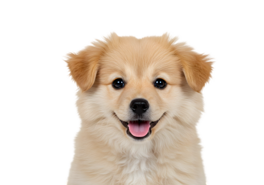 Cute Puppy Portrait Close Up with Transparent Background Happy Smiling
