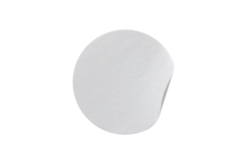 blank white round paper sticker label isolated with clipping path on white background