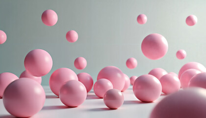 Radiant pink orbs in tranquil floating arrangement.