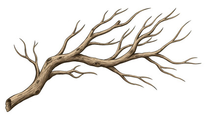 Fototapeta premium Isolated Tree Branch No Leaves Detailed Dry Nature Trunk Wood