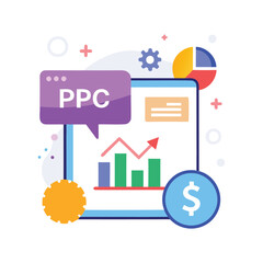 Pay per click advertising campaign growth with financial success and data analysis
