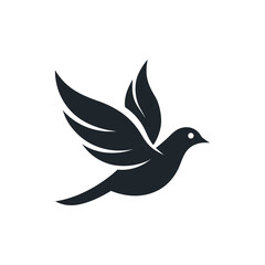 Obraz premium Monoline illustration of a dove in flight with spread wings on a white background bird