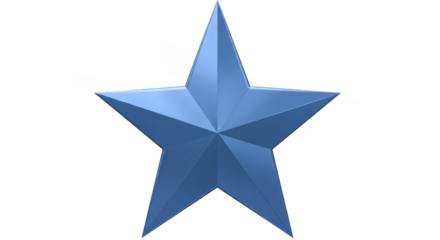 Metallic Blue Star 3D Decoration Symbol Isolated Transparent