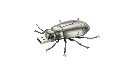 Metallic Silver Bug Insect USB Drive Isolated Transparent Background