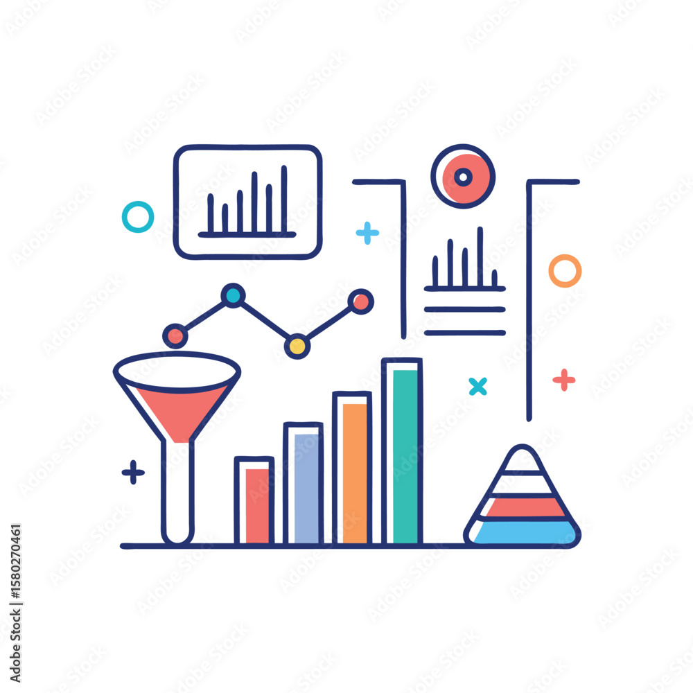 Poster modern flat design infographic elements representing data analysis and growth