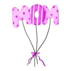 Mother  day air helium balloon. Mom, mommy, mummy hand drawn illustration
