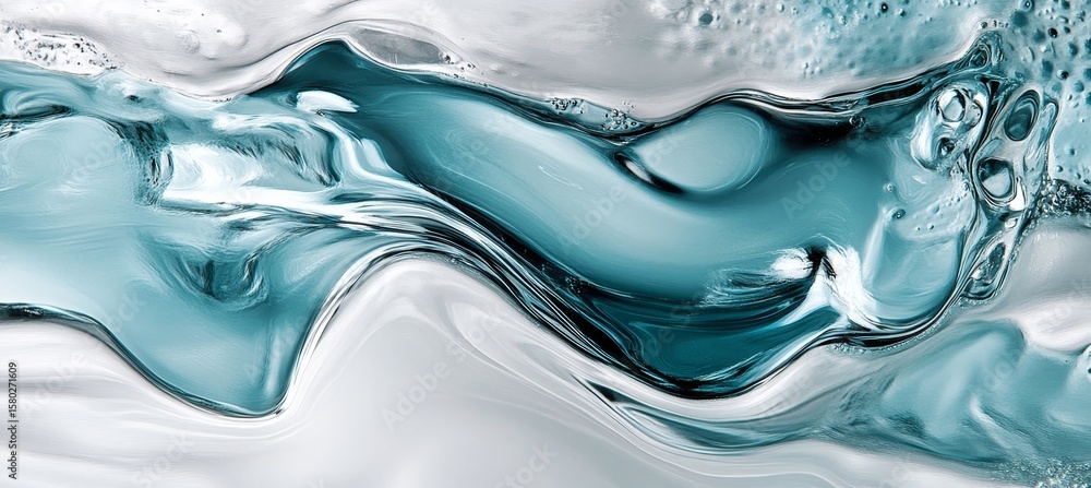 Poster a stunning abstract universe with glowing celestial objects and waves of deep blue light.