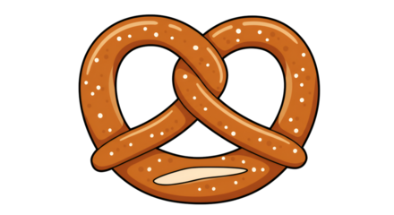 Pretzel Illustration Salty Brown Treat Isolated on Transparent Background