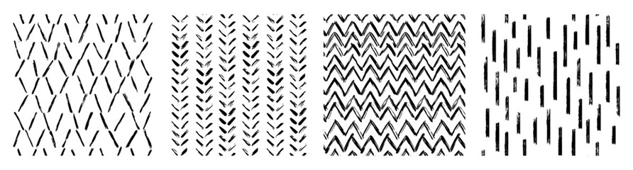 Set Aesthetic Contemporary printable seamless pattern with abstract line, dot, shape brush stroke in black and white colors. Boho background in minimalist style vector Illustration for wallpaper  © anya