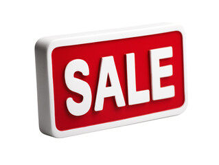 A vibrant red sign with white text boldly proclaims "SALE" in a commercial setting