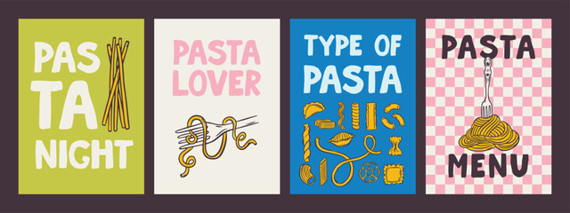 Whimsical hand drawn summer poster and postcard template in trendy hand drawn style. Perfect doodle for greece italian  restaurant and cafe, kitchen wall art, poster, party, birthday, sign