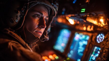Veteran Tank Commander Inspecting Maps Inside Military Vehicle
