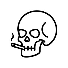 Skull illustration with cigarette and smoke coming out  
