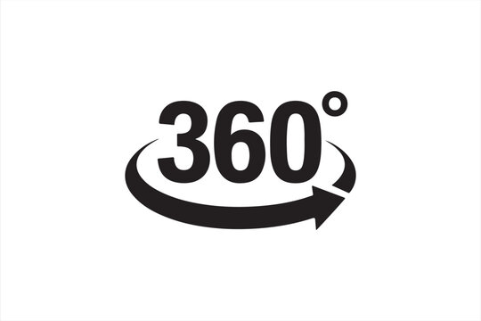Simple 360-degree icon featuring a circular arrow for rotation concepts.