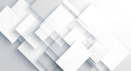 Modern white and grey abstract background with layered geometric squares. Corporate technology concept