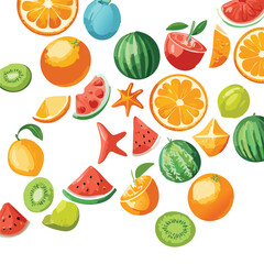 set of citrus fruits