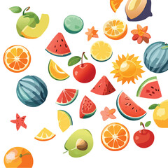 set of fruits and berries