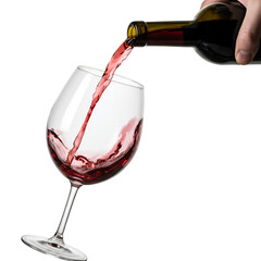 Pouring Red Wine into a Glass Drink with Transparent Background