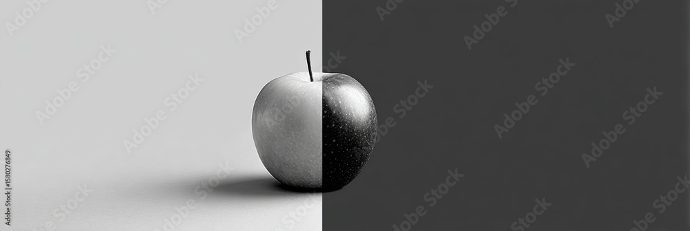 Aufkleber contrast of life depicted through a colorful apple set against a minimalist grayscale background sho