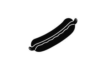 Simple Black and White Hot Dog with Mustard Silhouette Perfect for Fast Food Restaurant Menus and Graphic Design Projects with a Minimalist Style silhouette