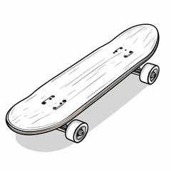 Isolated graphic style vector illustration of a blank skateboard with its shadow, great for logos, designs, stickers, or other creative projects that need a cool, youthful element.