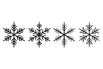  Set of Four Unique Snowflake Icons on a Winter Background