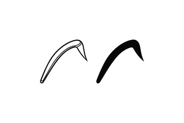 Dental Hygiene Tool Depiction Floss Pick Outline and Solid Shape Design for Oral Care and Health Silhouette