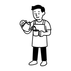 Obraz premium Barista pouring coffee illustration vector