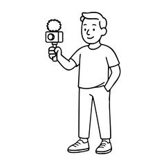 Vlogger holding camera illustration vector