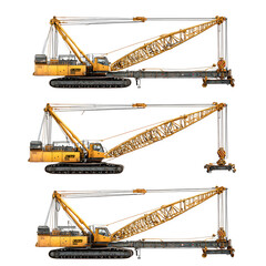Photo-Realistic Studio-Lit Transparent-Background crawler crane arranged PNG cutout, transparent background, ideal for video overlays and advertising, premium resource, digital downloads
