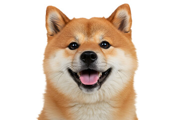 Isolated Portrait of a Smiling Shiba Inu Dog on Transparent Background