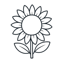 Simple sunflower outline illustration vector