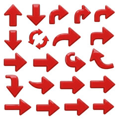 Red Arrow Illustration Directional Navigation Pointer Graphic Icon Set
