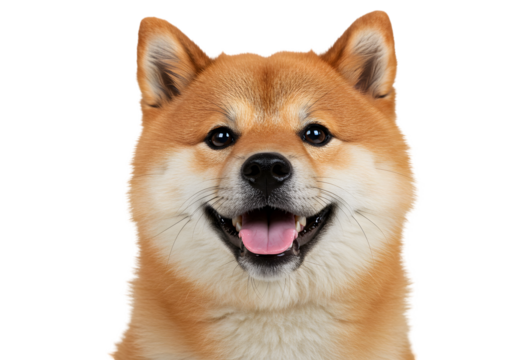 Isolated Portrait of a Smiling Shiba Inu Dog on Transparent Background