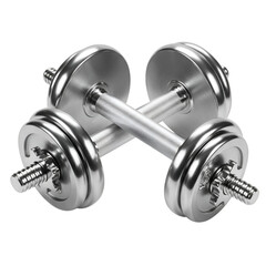 Fototapeta premium Realistic Image of Silver Dumbbells Fitness Weight Training in Transparent Background