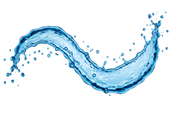 Dynamic Blue Water Splash Wave Illustration on Transparent Background