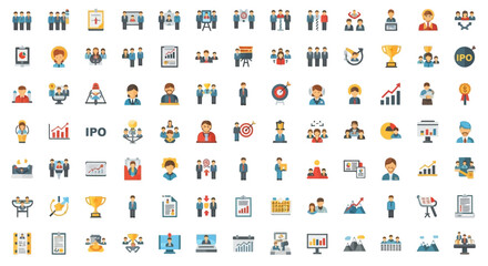 Fototapeta premium Comprehensive Flat Design Business and People Icon Set