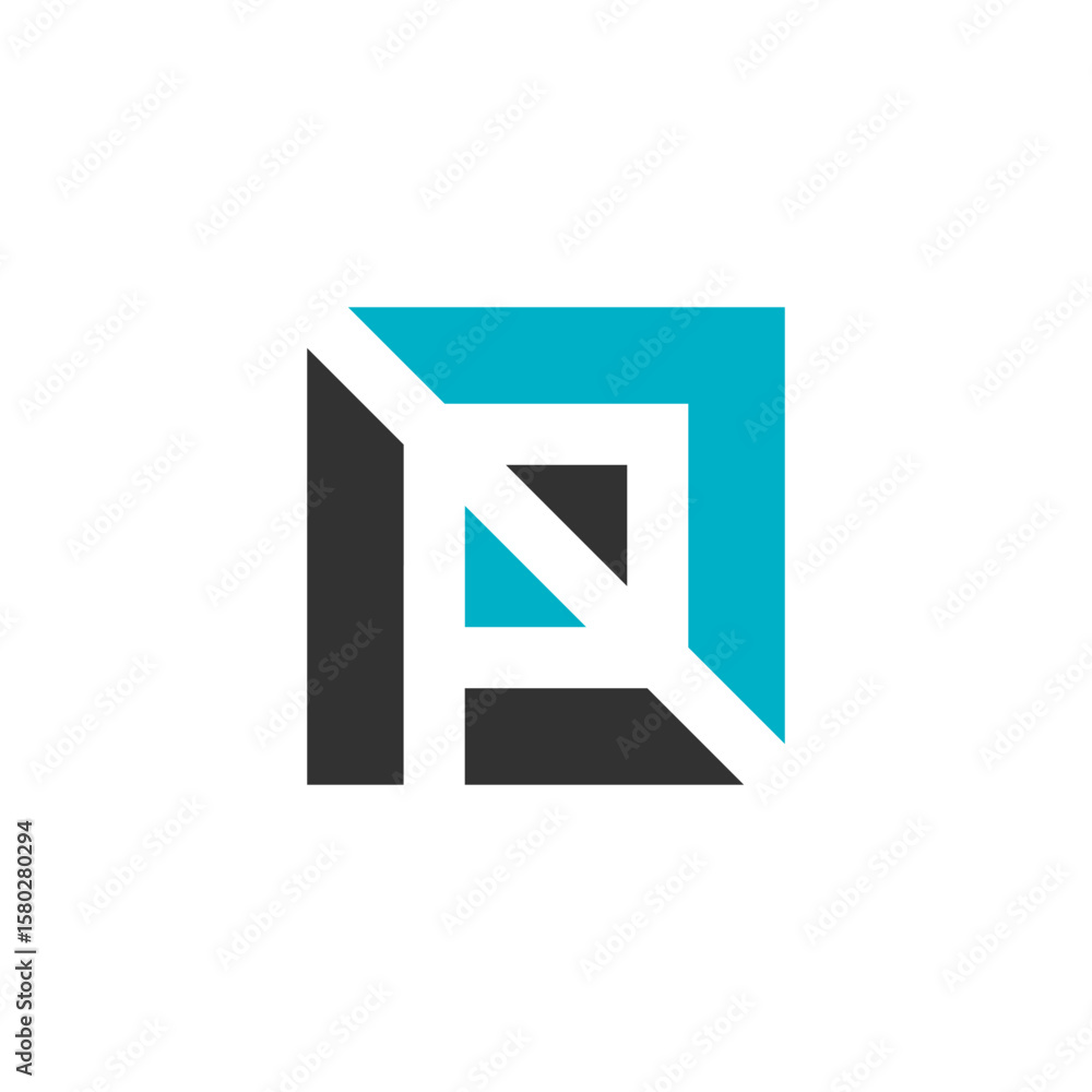 Aufkleber a geometric logo featuring a stylized letter 'r' within a square frame. the design is segmented with