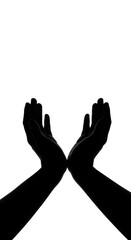 Silhouette Hands Gesture Giving Protection in Dark Shadow Background