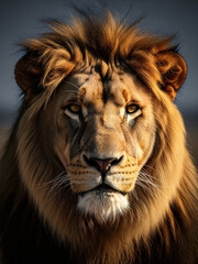 Fototapeta premium Majestic Male Lion Portrait in Natural Light