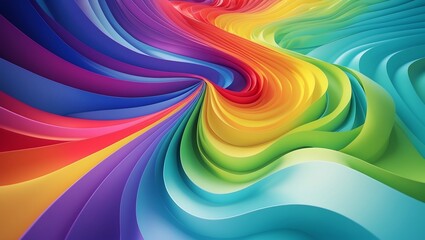 Obraz premium Vibrant rainbow colors swirl and curve in a dynamic abstract background pattern