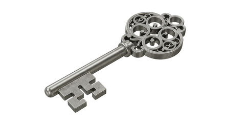 Metal Antique Key Vintage Ornate Skeleton Isolated Treasure 3d Render