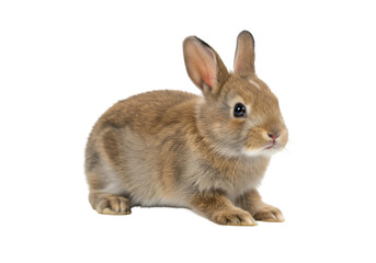 Fototapeta premium Isolated Portrait Of Brown Rabbit Bunny Animal On Transparent Background